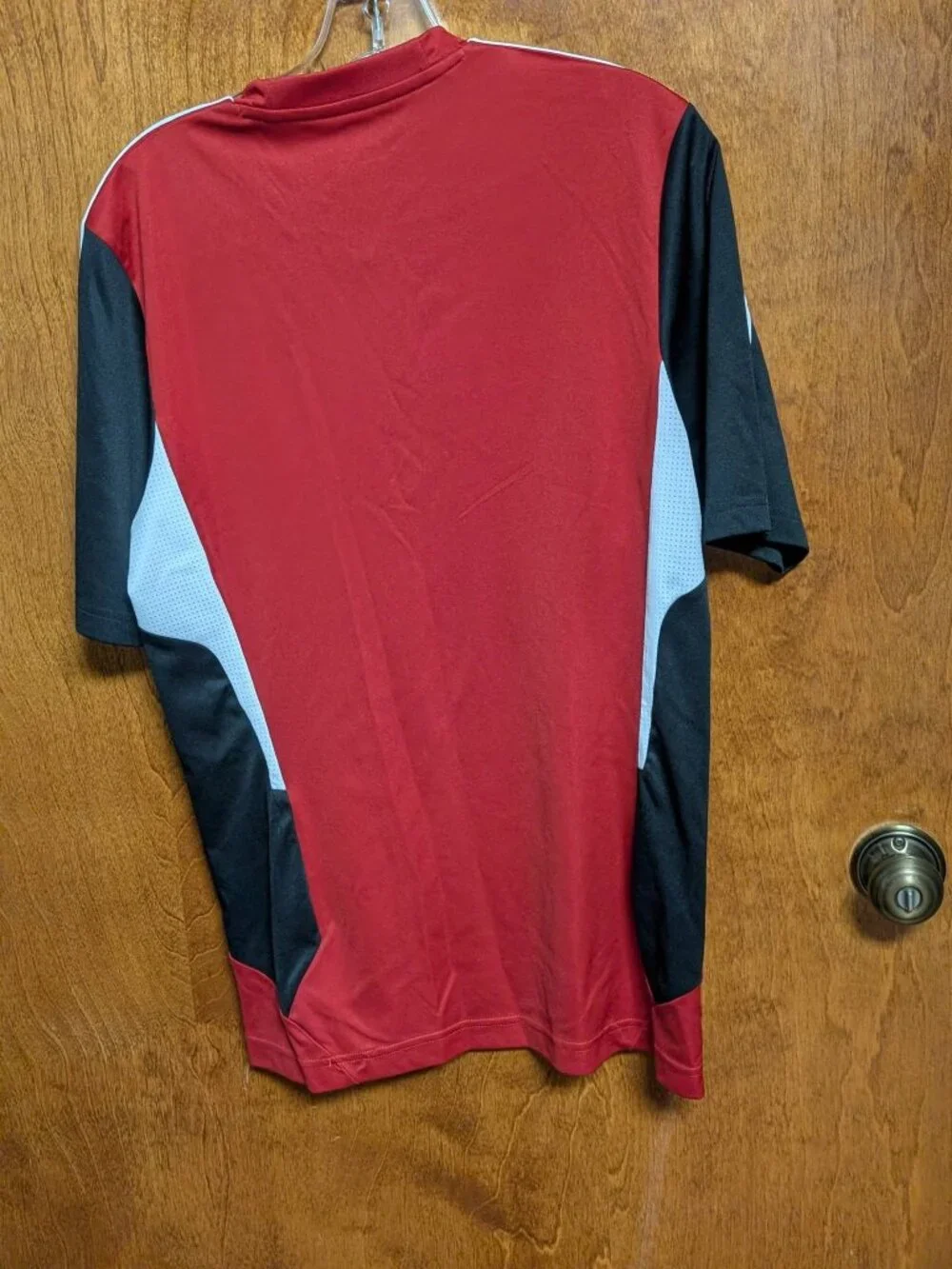Red and Black V Neck Adidas Shirt